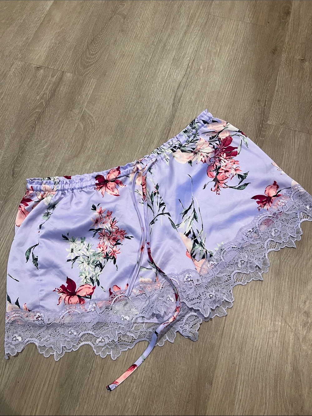 INC International Concepts Lavender Floral Lace-Trim Sleep Shorts